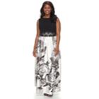 Plus Size Chaya Sleeveless Floral Gown, Women's, Size: 20 W, Black White Flowers