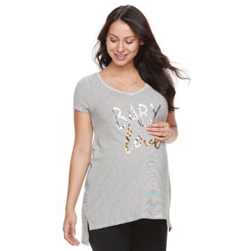 Maternity A:glow Graphic Tunic Tee, Women's, Size: M-mat, White