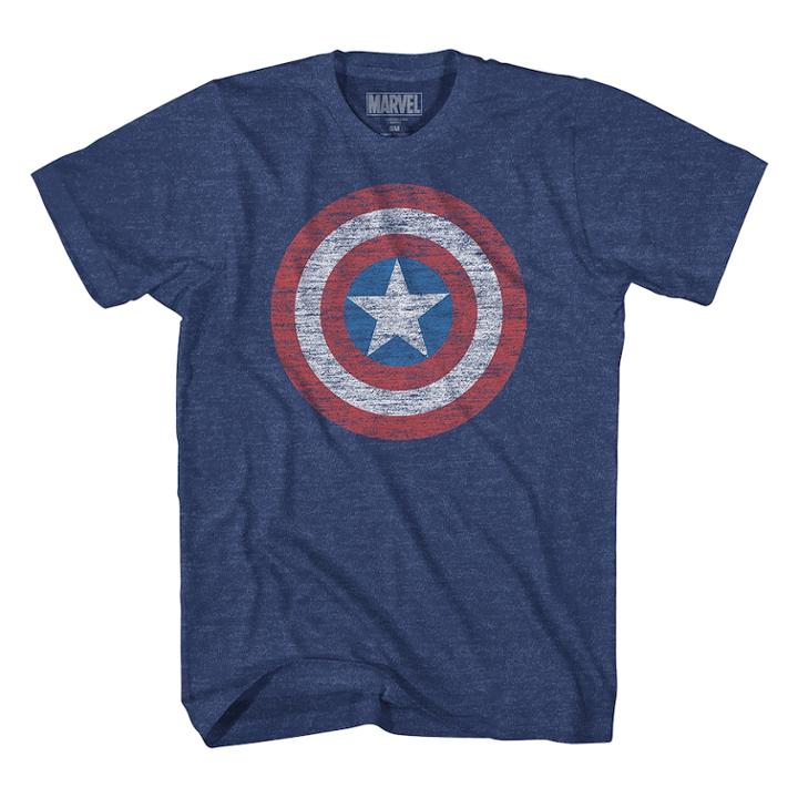 Boys 8-20 Captain America Sheild Tee, Size: Medium, Med Blue