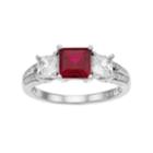 Lab-created Ruby, White Sapphire & Diamond Accent Sterling Silver 3-stone Ring, Women's, Size: 7, Red