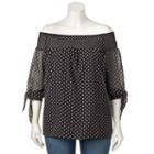 Plus Size Ab Studio Swiss Dot Off-the-shoulder Top, Women's, Size: 1xl, Ovrfl Oth