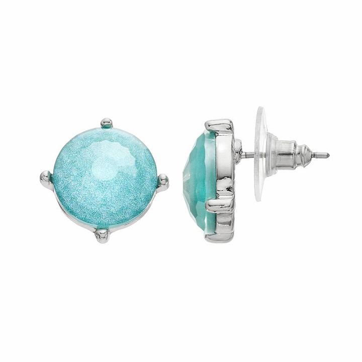 Blue Circle Stud Earrings, Women's, Turq/aqua