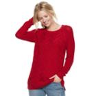 Women's Sonoma Goods For Life&trade; Lattice Cable-knit Crewneck Sweater, Size: Large, Dark Red