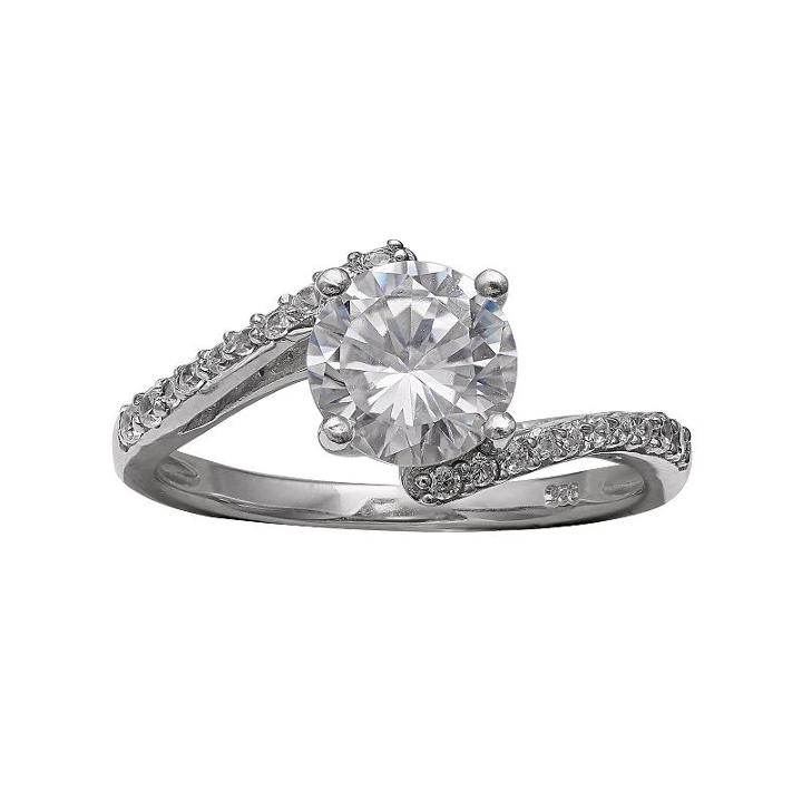 Primrose Sterling Silver Cubic Zirconia Bypass Ring, Women's, Size: 6, Grey