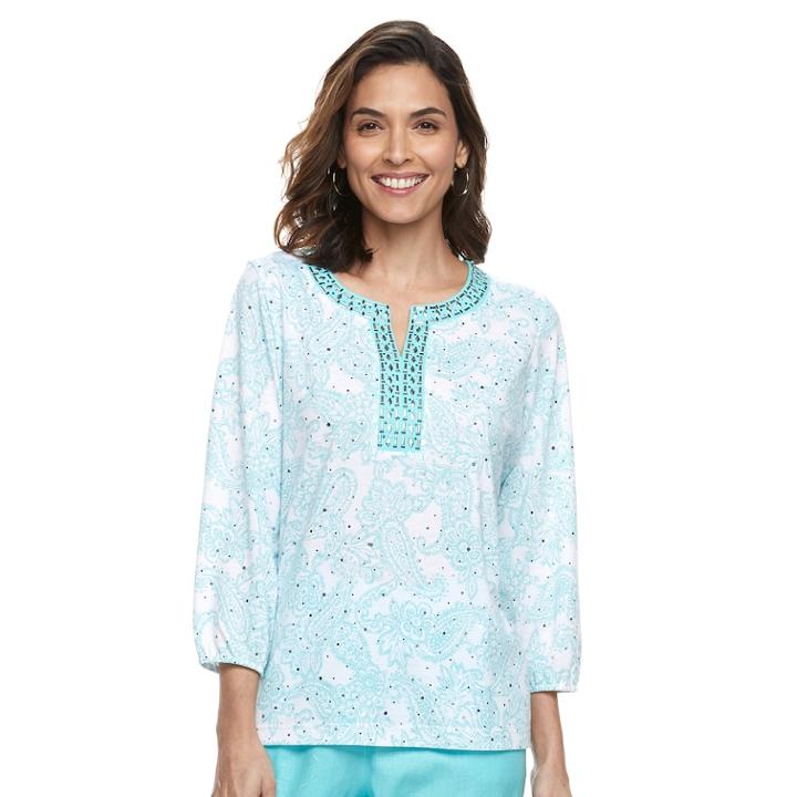 Women's Cathy Daniels Embellished Paisley Top, Size: Medium, Brt Blue
