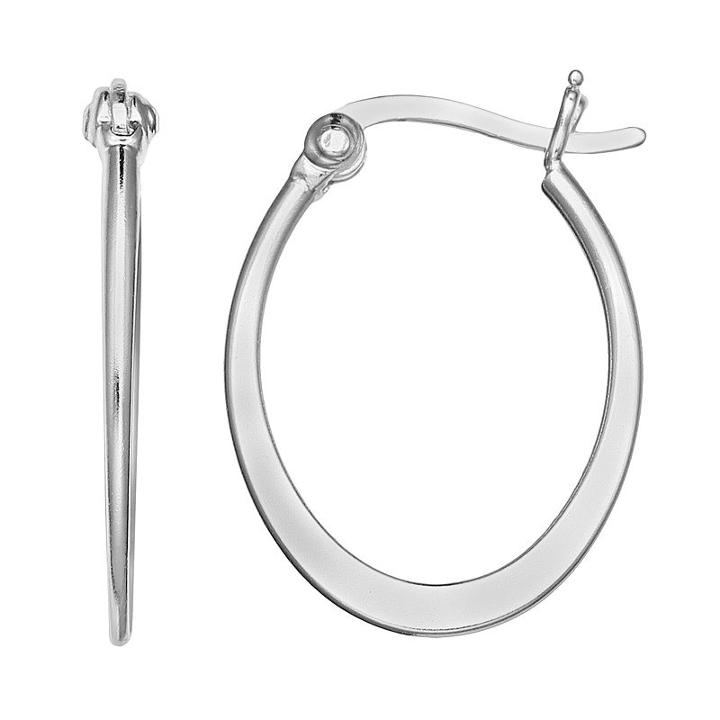 Primrose Sterling Silver Flat Oval Hoop Earrings, Women's, Grey