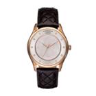Akribos Xxiv Women's Ornate Diamond Leather Watch, Brown