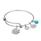 Love This Life Simulated Turquoise Life's A Beach Sand Castle Charm Bangle Bracelet, Women's, Grey