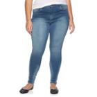 Juniors' Plus Size Mudd&reg; High-waisted Sateen Denim Jeggings, Teens, Size: 22 W, Dark Blue