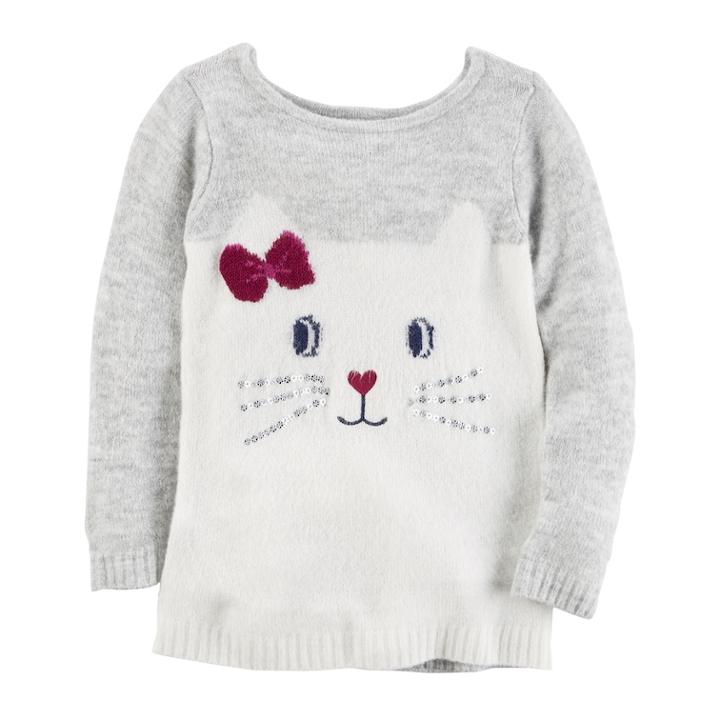Girl's 4-8 Carter's Kitty Face Sweater, Size: 6, Multi