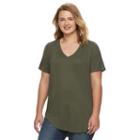 Juniors' Plus Size Mudd&reg; V-neck Shirttail Tunic Tee, Girl's, Size: 3xl, Med Green