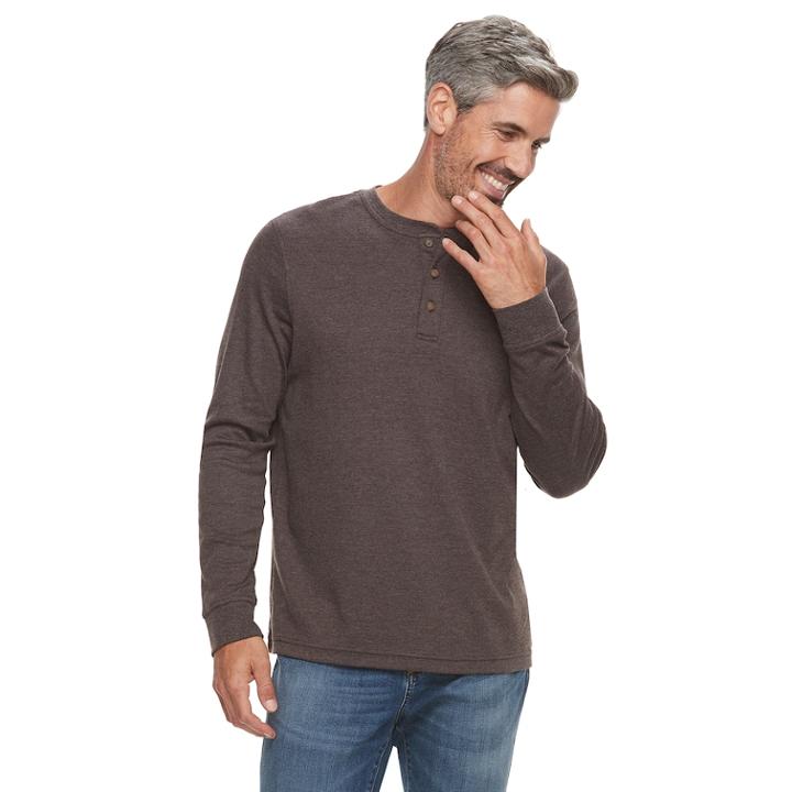 Men's Croft & Barrow&reg; Classic-fit Easy-care Henley, Size: Medium, Lt Beige