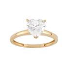 Cubic Zirconia Heart Solitaire Engagement Ring In 10k Gold, Women's, Size: 8, White