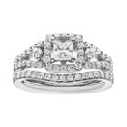 14k White Gold 1 Carat T.w. Igl Certified Diamond Tiered Square Engagement Ring Set, Women's, Size: 9