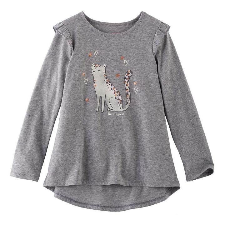 Girls 4-10 Jumping Beans&reg; Ruffle Swing Tunic, Size: 7, Med Grey