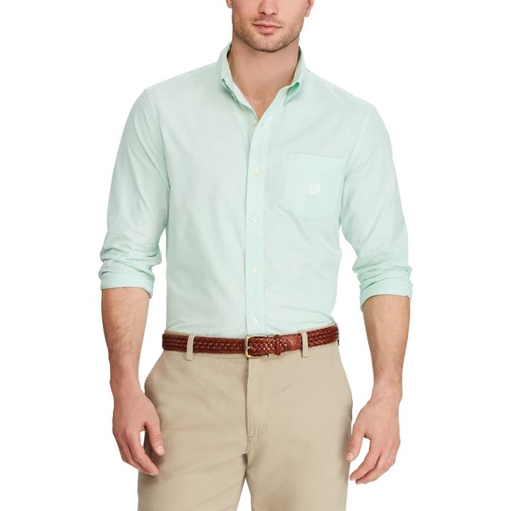 Men's Chaps Classic-fit Easy-care Button-down Shirt, Size: Large, Green
