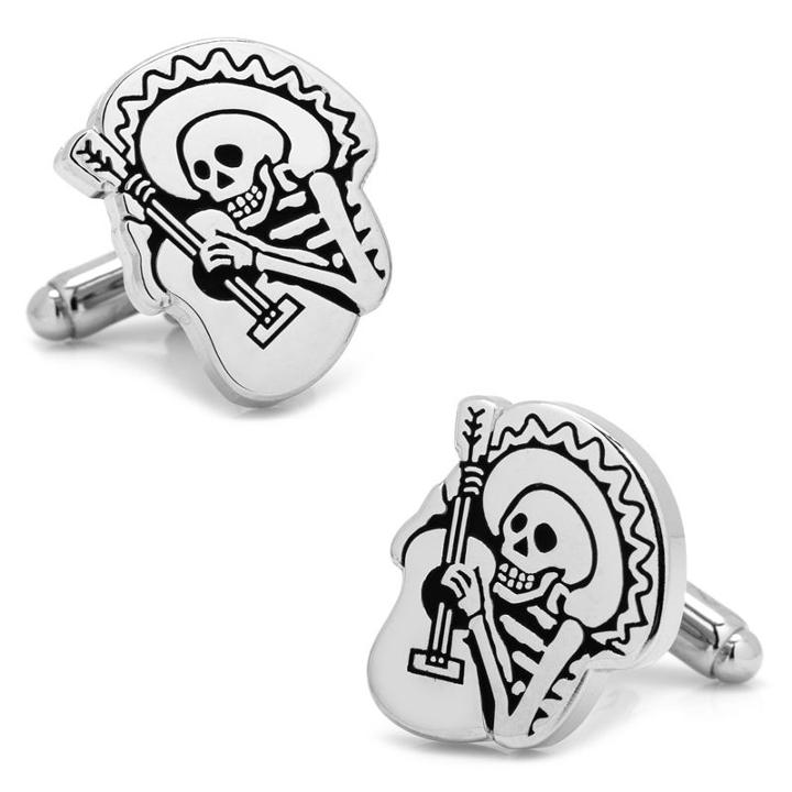 Skeleton Mariachi Cuff Links, Men's, Silver