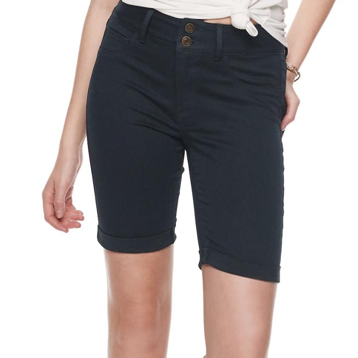 Juniors' So&reg; High-waisted Ultimate Bermuda Shorts, Teens, Size: 7, Black