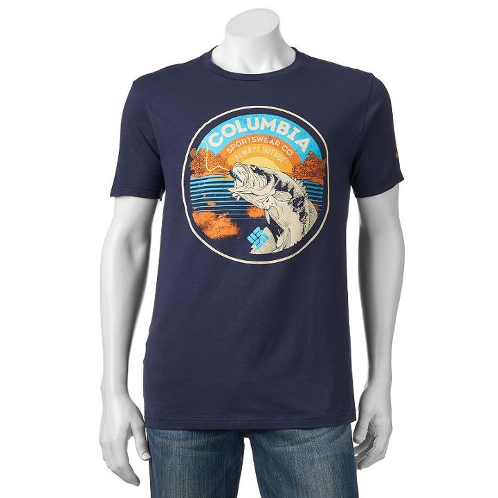 Men's Columbia Fishing Tee, Size: Medium, Dark Blue