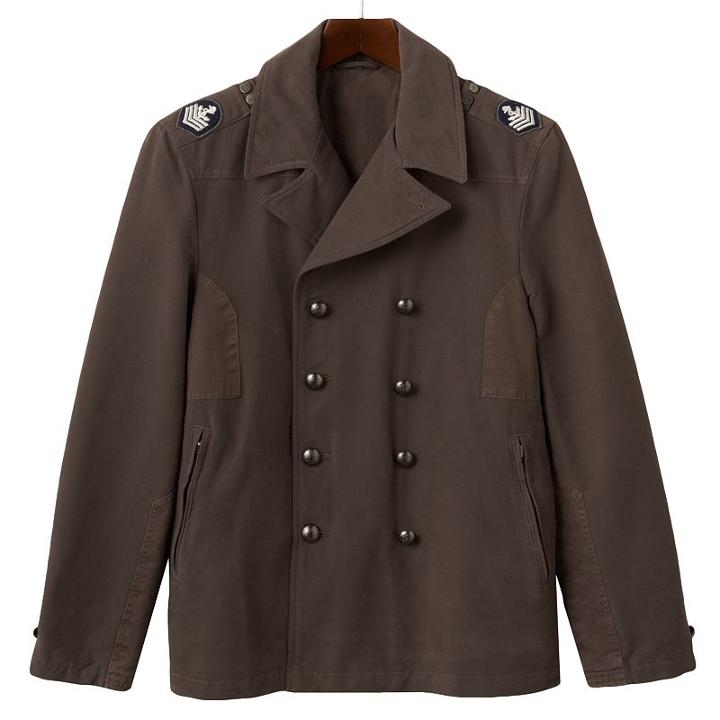 Men's R And O Double-breasted Military Peacoat, Size: Xl, Brown