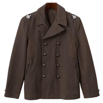Men's R And O Double-breasted Military Peacoat, Size: Xl, Brown