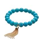 Simulated Turquoise Quartz Beaded Tassel Stretch Bracelet, Women's, Turq/aqua