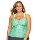 Plus Size Zeroxposur Printed Wide-strap Tankini Top, Women's, Size: 18 W, Yellow Oth