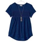 Girls 7-16 Self Esteem Nep Crochet Top With Necklace, Girl's, Size: Small, Blue