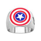 Avengers Captain America Stainless Steel Ring - Men, Size: 12, Grey