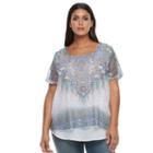 Plus Size World Unity Print Mesh Tee, Women's, Size: 1xl, White