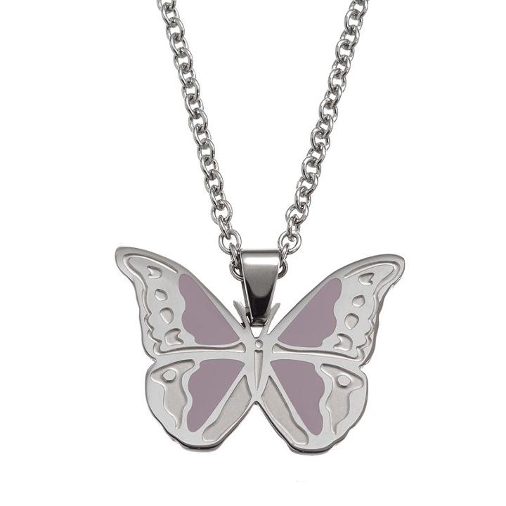 Steel City Stainless Steel Butterfly Pendant Necklace, Women's, Purple