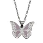 Steel City Stainless Steel Butterfly Pendant Necklace, Women's, Purple