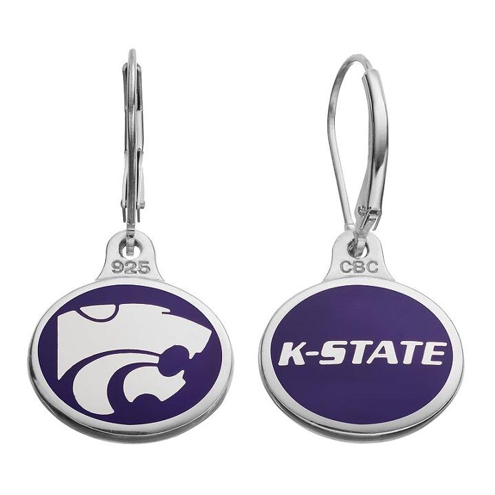 Fiora Kansas State Wildcats Sterling Silver Team Logo Drop Earrings, Women's, Multicolor