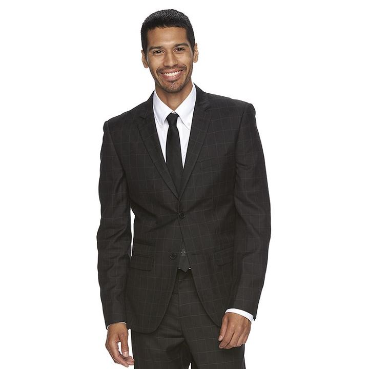 Men's Wd. Ny Slim-fit Windowpane Suit Jacket, Size: Xxl, Oxford