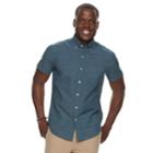 Men's Sonoma Goods For Life&trade; Modern-fit Linen-blend Button-down Shirt, Size: Large, Dark Blue