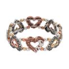 Believe In Love Tri Tone Heart Stretch Bracelet, Women's, Multicolor