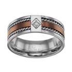Diamond Accent Two Tone Stainless Steel Twist Band - Men, Size: 7.50, Brown