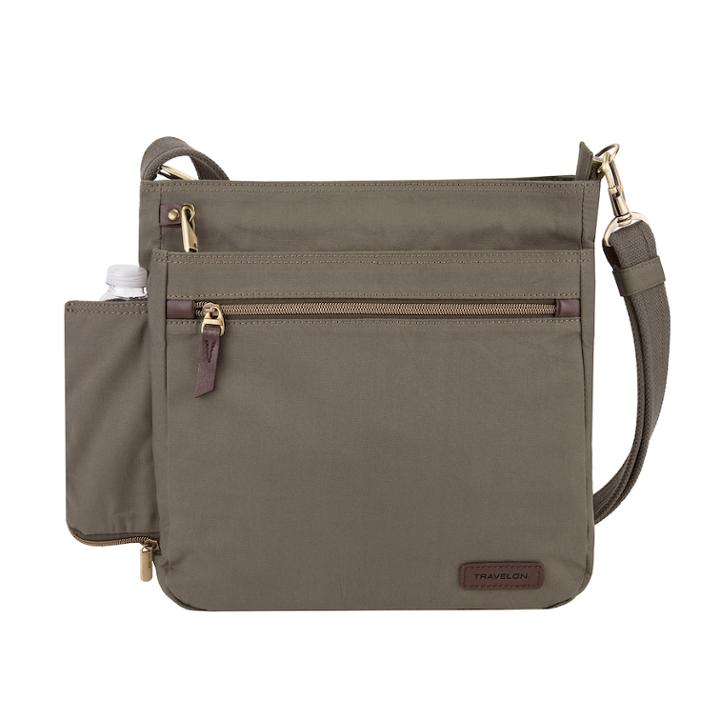 Travelon Anti-theft Courier Crossbody Bag, Women's, Beig/green (beig/khaki)