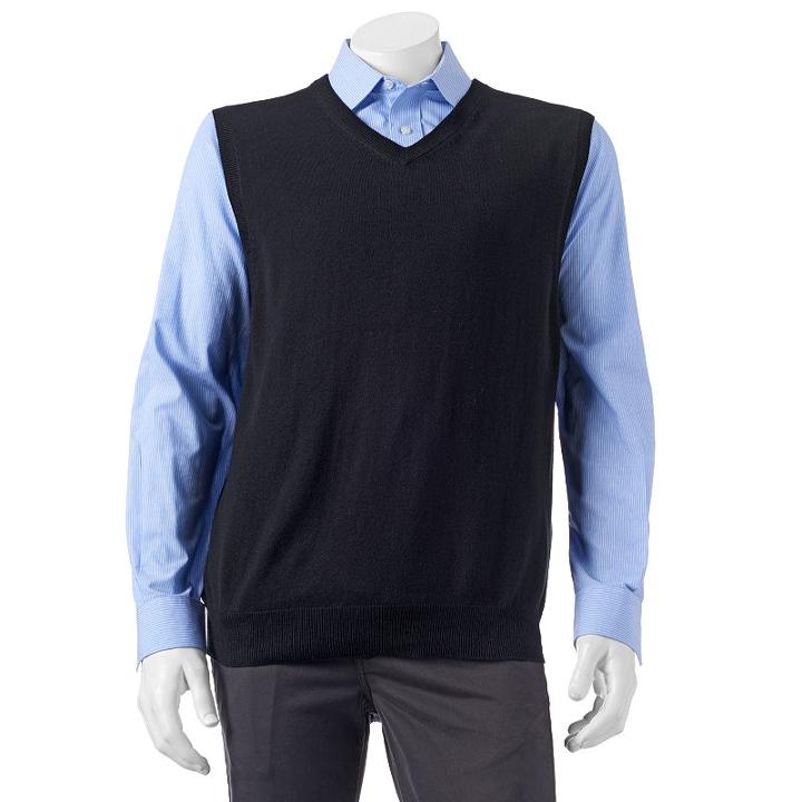Big & Tall Croft & Barrow&reg; Classic-fit 12gg Sweater Vest, Men's, Size: M Tall, Black