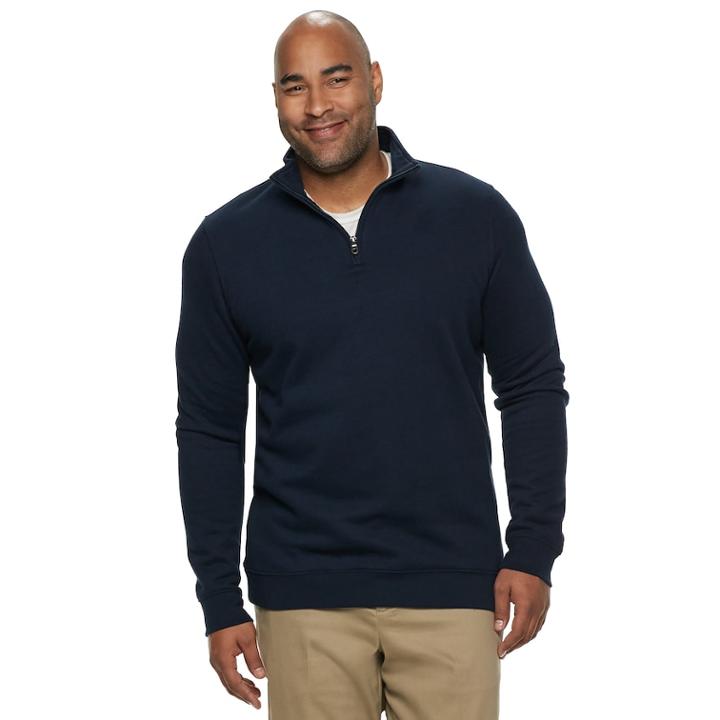 Big & Tall Croft & Barrow&reg; Classic-fit Easy-care Quarter-zip Pullover, Men's, Size: M Tall, Dark Blue