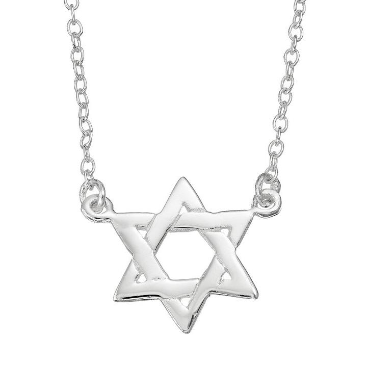Sterling Silver Star Of David Necklace, Women's, Grey