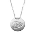 Kansas City Chiefs Sterling Silver Team Logo Disc Pendant Necklace, Women's, Size: 18, Grey