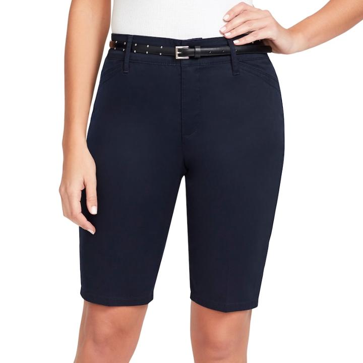Women's Gloria Vanderbilt Anita Belted Twill Bermuda Shorts, Size: 14, Blue