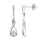 Sterling Silver Diamond Accent Teardrop Earrings, Women's, White