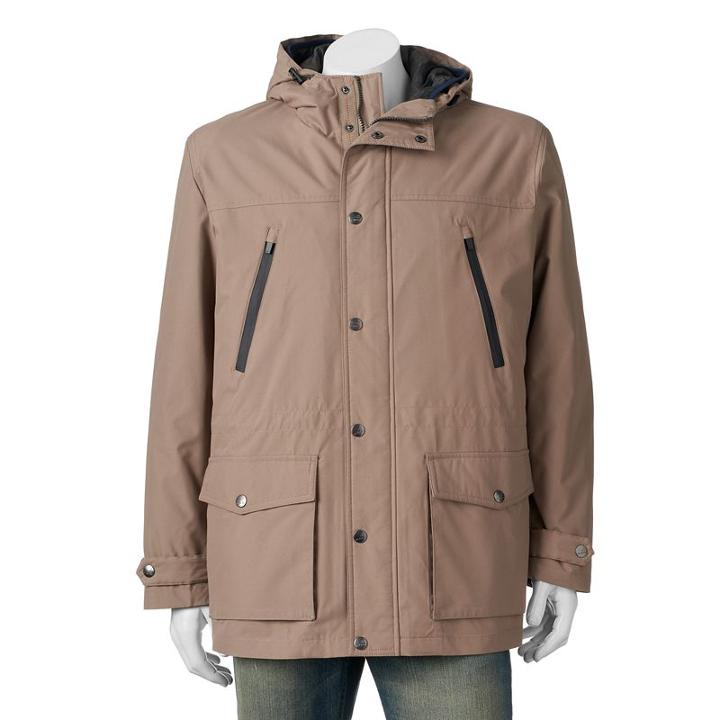 Men's Towne 3-in-1 Hooded Anorak Jacket, Size: Large, Dark Beige