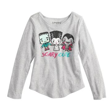 Girls 4-10 Jumping Beans&reg; Little Monsters Scary Cute Glittery Graphic Tee, Size: 10, Med Grey