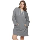 Juniors' Plus Size So&reg; Lace-up Hooded Popover Dress, Teens, Size: 1xl, Med Grey