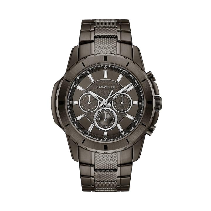 Caravelle Men's Gunmetal Ion-plated Stainless Steel Chronograph Watch - 45a142, Size: Large, Grey