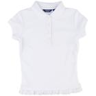 Girls 4-6x Chaps Eyelet School Uniform Polo, Girl's, Size: Medium, White