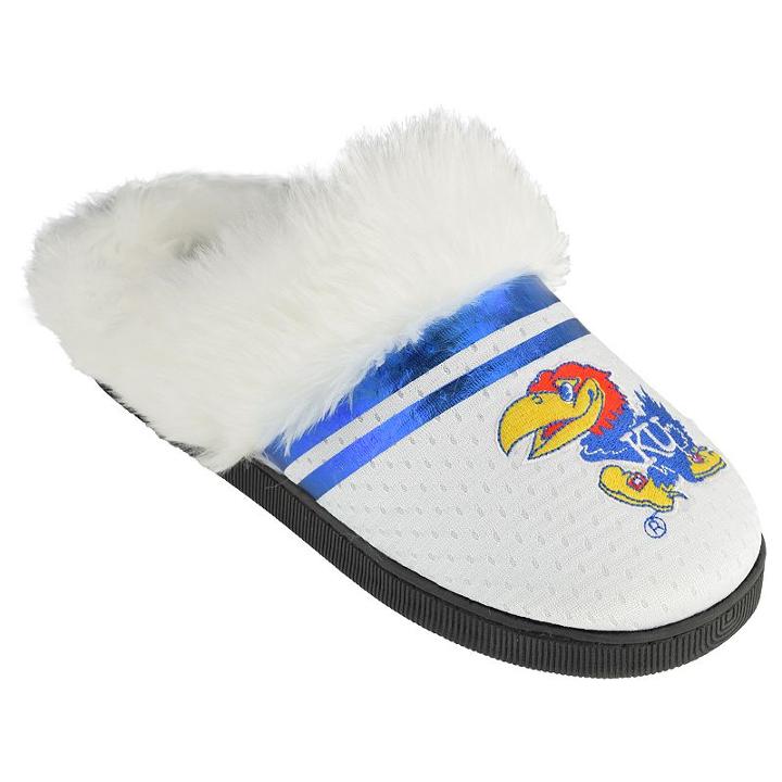 Women's Kansas Jayhawks Plush Slippers, Size: Small, White